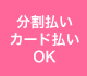 分割払い、カード払いOK